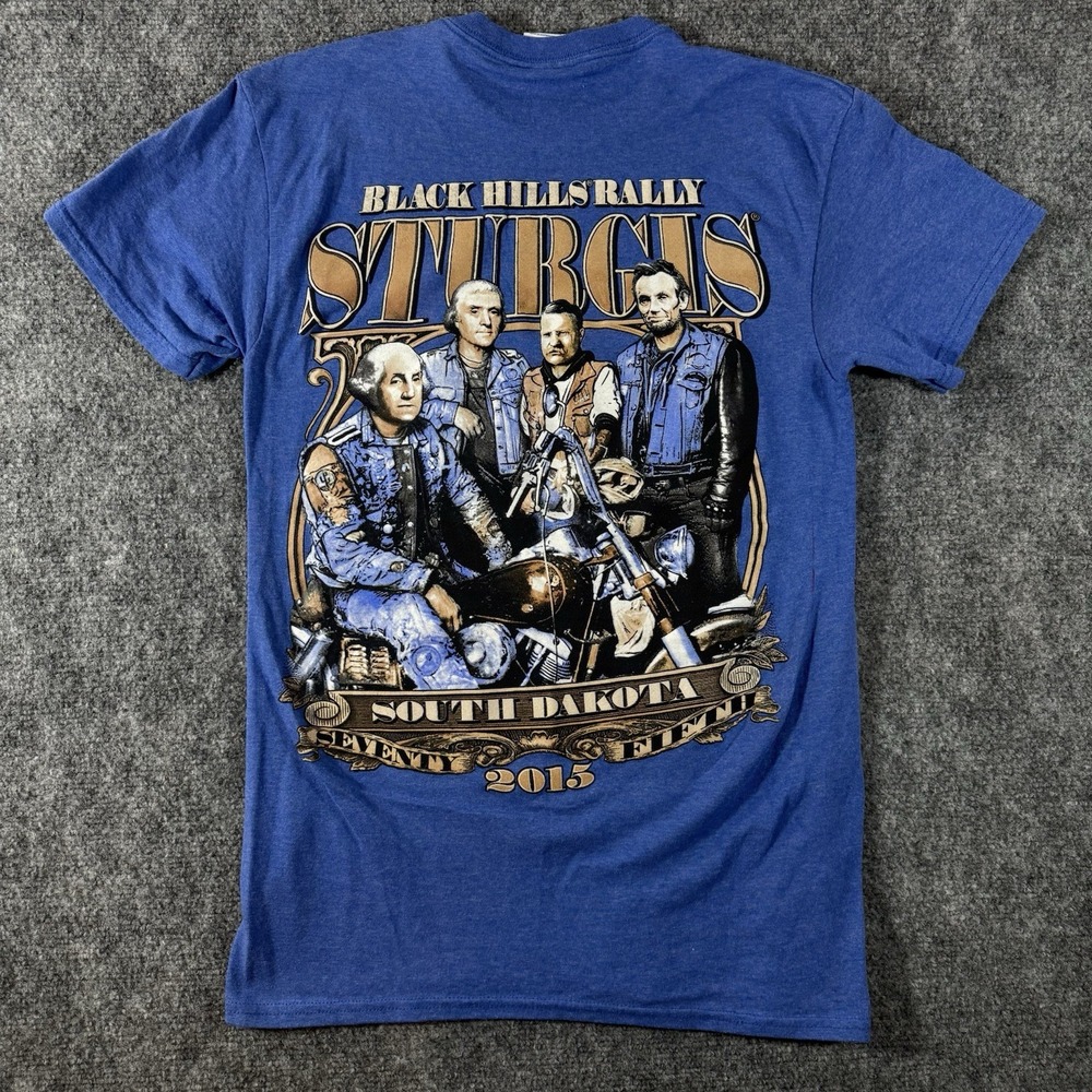 Sturgis Motorcycle Rally T Shirt Men's Small 75th Black Hills Biker 2015 Blue